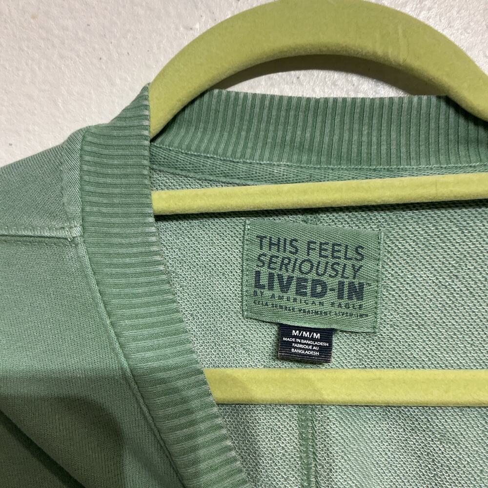 American Eagle Green Cropped Oversized Sweatshirt Sz M - Picture 5 of 12